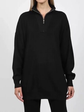 Brunette The Label Black Half-Zip Sweater